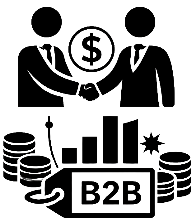 Leather bag manufacturer offering competitive B2B pricing icon representing business partnership