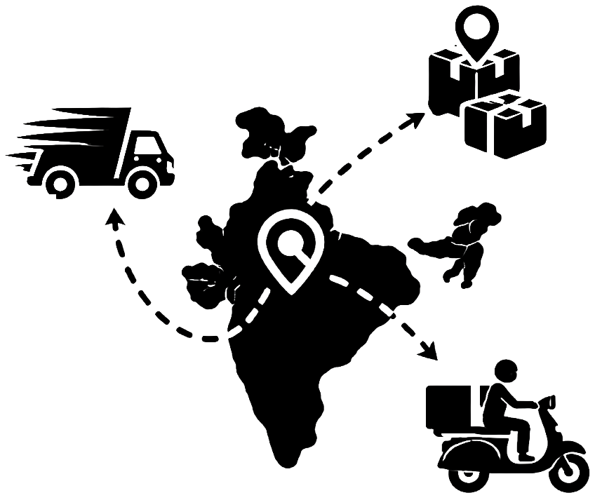 Leather bag manufacturer with pan-India delivery network icon showing nationwide logistics